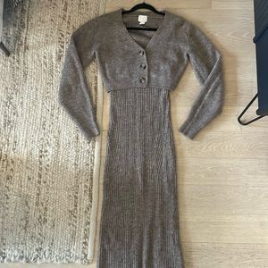 NEW H&M Knit Two-Piece Set, Dress and Cropped Cardigan SZ S